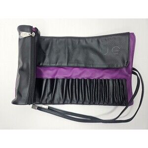 NEW Younique Makeup Brush Roll Bag Black & Purple